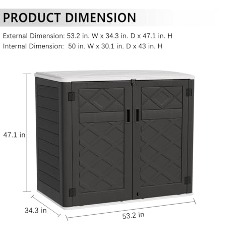 Larger Outdoor Storage Shed Weather Resistance (48 Cu.ft Black Shed-03C)