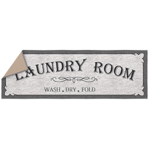 20" x 53" Laundry Room Rug (Laundry Gray Text)