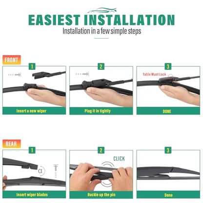 Windshield Wiper Blades Replacement for Ford Fiesta 2009 (26"/15"/12")