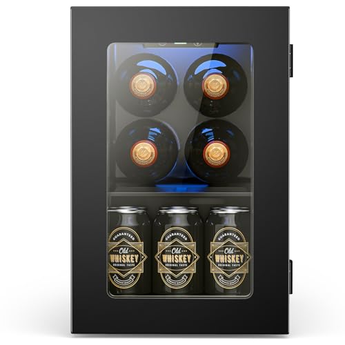 Wine Cooler Refrigerator with Glass Door (Black)