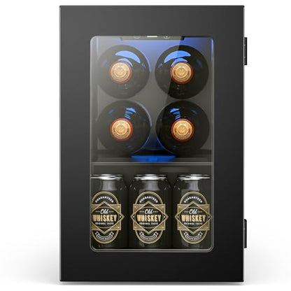 Wine Cooler Refrigerator with Glass Door (Black)