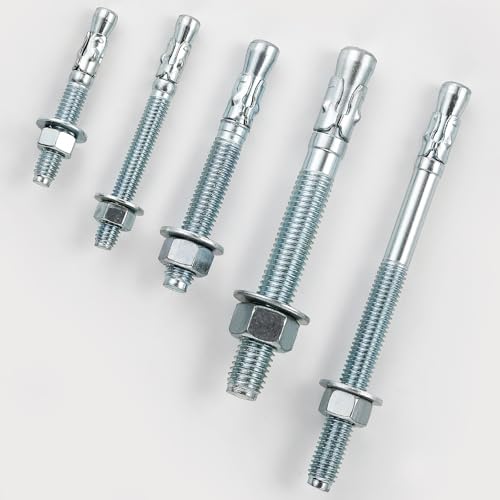 5/8x4-1/4 10Pcs Inch Standard Fasteners for Heavy-Duty Zinc Wedge Anchors for Cement and Concrete (5/8x4-1/4")