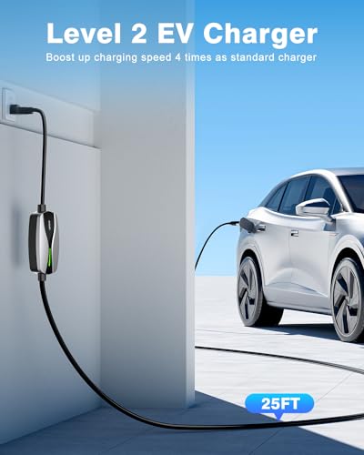Level 1 2 EV Charger 16Amp Electric Car Charger for J1772 BEVs (Silver / 16A EV Charger)