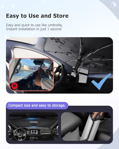 2026 Durango Windshield Sun Shade Umbrella Foldable UV Block Front Window Sunshade (Durango 2011- 2025 2026)