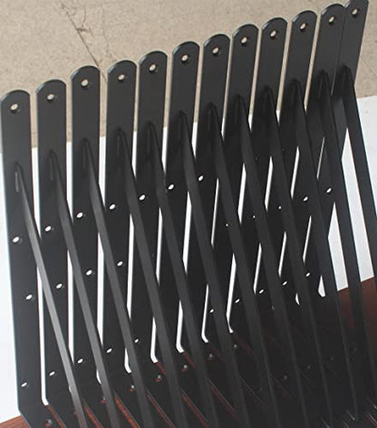 6 Pack L18 x H 12" Black Heavy Duty Shelf Brackets with Screws Metal Shelf Brackets Shelf Support Angle Brackets for Shelves L Brackets Heavy Duty Floating Shelf (6 Pack-Black / 18''x12'')
