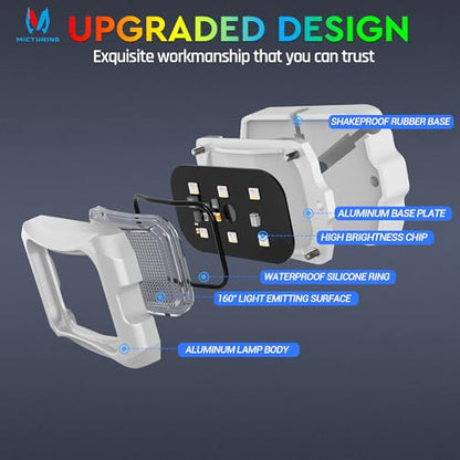 C2 MAX 8 Pods RGB+IC Chasing Rock Lights with White Housing (8 Pods With White Housing Kit)