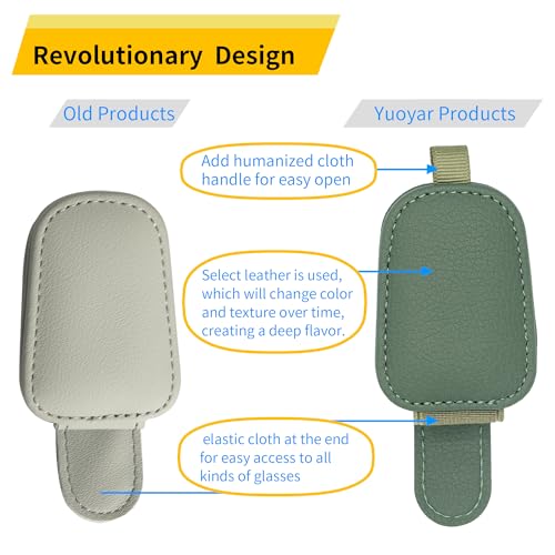 Magnetic Leather Sunglasses Holder for Car (Green)