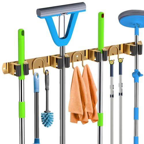 Mop Broom Holder Wall Mount (Gold-1 Pack)