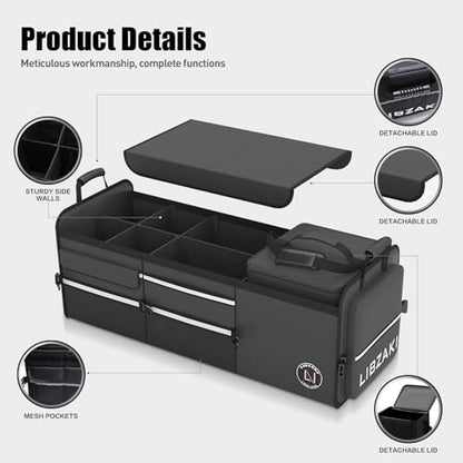LIBZAKI Oversize 4 in 1 Car Trunk Storage Organizer (Oversize / Black)
