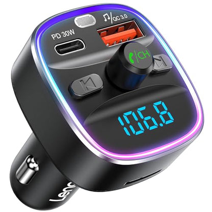 Bluetooth 5.4 FM Transmitter Car Adapter 48W PD Fast Charging (Colorful-48W)