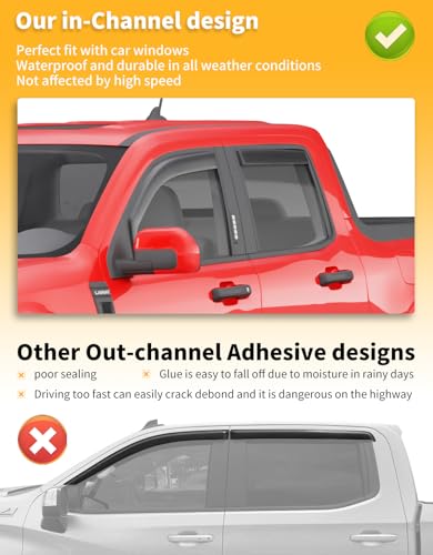 in Channel Window Visors Rain Guards for Ford Maverick 2022 (Fit for 2022-2026 Ford Maverick)