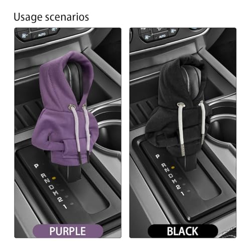 2PCS Car Gear Shift Hoodie Auto Shifter Knob Cover (Black&Purple / 2 Pcs)