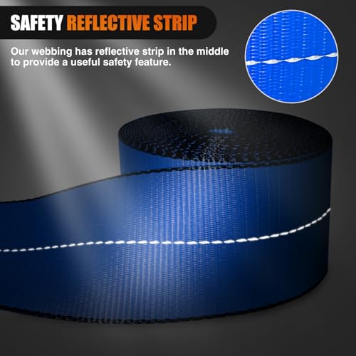 Truck Straps 4" x 30' Heavy Duty Tie Down with Flat Hooks (10Pcs 4in x 30ft Truck Straps Blue)