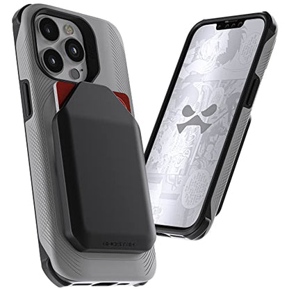 EXEC iPhone 13 Pro Wallet Case with Removable Card Holder for MagSafe Charger and Supports Magnetic Car Vent Mounts Protective Phone Cover Designed for 2021 Apple iPhone13Pro (iPhone 13 Pro / Gray)