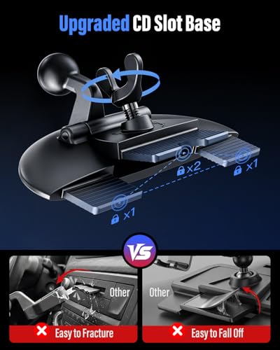 2026 Upgraded CD Slot Phone Mount for MagSafe with 18 N55 Magnets (Black and red)