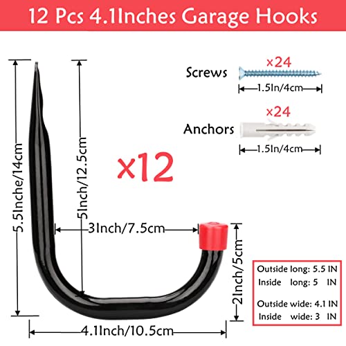 12 Pack Garage Storage J Hooks (4.1in)