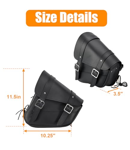 Motorcycle Saddle Bags Leather Motorcycle Solo Swing Arm Bag For Softails Sportsters Choppers Waterproof Side Bags (Left Side / Black)