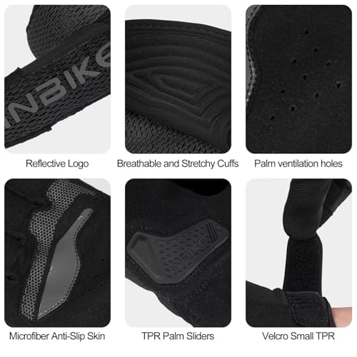 Breathable Mesh Motorcycle Gloves for Men (Black / XX-Large (Palm Circumference: 9.65-10.24 inches))