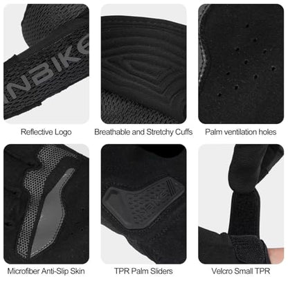 Breathable Mesh Motorcycle Gloves for Men (Black / XX-Large (Palm Circumference: 9.65-10.24 inches))