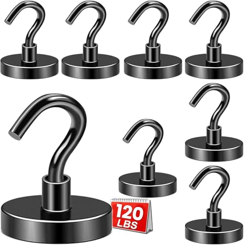 Magnetic Hooks 8pcs 120lbs Cruise Essentials 2026 Magnet Hook Black (Black / 1.26in)