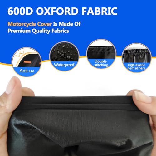Motorcycle Cover (Black / 105" x 41" x 50")