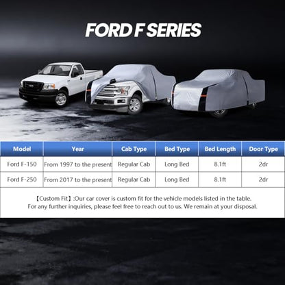 Multi Layer Ford F150 Truck Cover (W.Fit F-150(1997-2026) Regular Cab LB / White Truck Cover)
