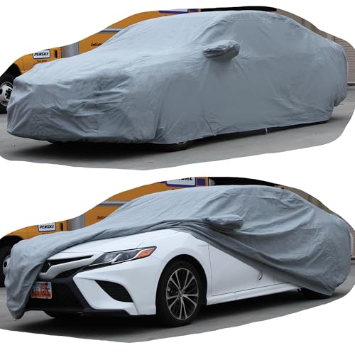 All Weather Waterproof car Cover Good for rain Snow uv Protection dust Large (E - (See Size Chart) / GRAY)
