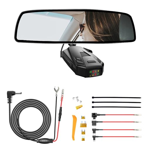 Radar Detector Rearview Mirror Rod Mount and Radar Power Cord Hardwired Kit (For Cobra Radar Models)