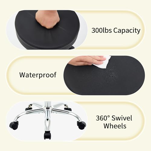 Tatto Rolling Chair (Black / No Back & Footrest)