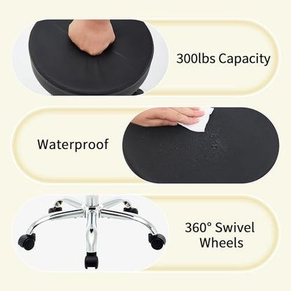 Tatto Rolling Chair (Black / No Back & Footrest)