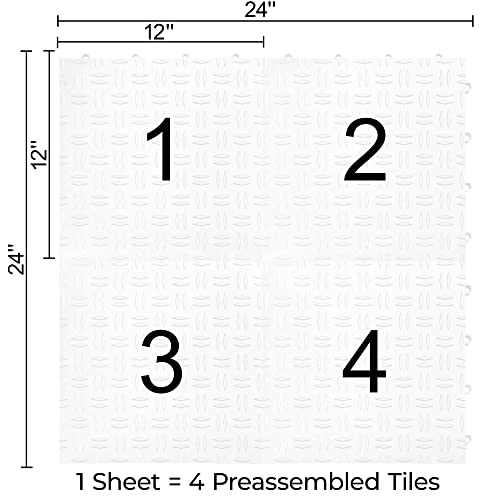 SnapLock GarageTrac 12"x12" Interlocking Garage Tiles (48 Pack / White)