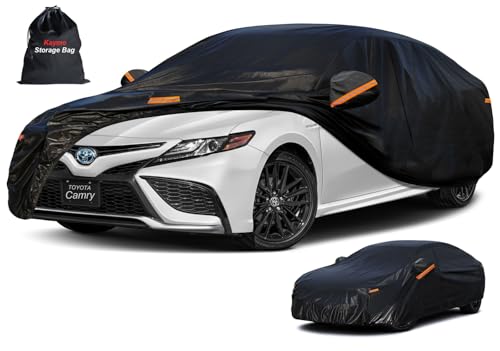 7 Layers Waterproof Car Cover for Toyota Camry Sedan (PE-Black / Custom Fit Toyota Camry)