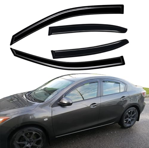 4pcs Window Visors Rain Guards for 2010 (2010-2013 Mazda 3)