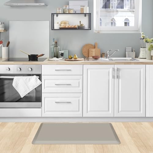 Kitchen Mat Cushioned Anti Fatigue Rug Standing and Comfort Floor Mats (Khaki / 28"L x 17.3"W x 0.5"Th)