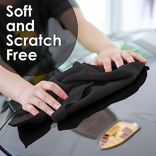 Microfiber Cleaning Cloths (Pack of 36 - 16x16 Inches / Black)