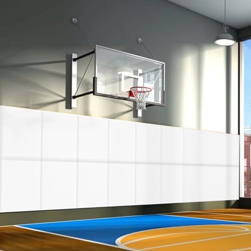60" 72" High Gym Wall Padding 2" Thick Foam Basketball Court Wall Mount Protector for Garage Taekwondo Babyroom (WHITE / 60" x 20" x 2")