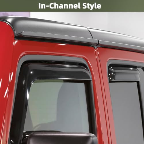 in Channel Rain Guards Fit for 2007 (For 2007-2018 Wrangler JK)
