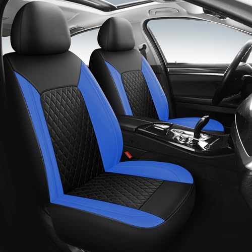Faux Leather Front Car Seat Covers (N1 Black Blue / Front Seat)