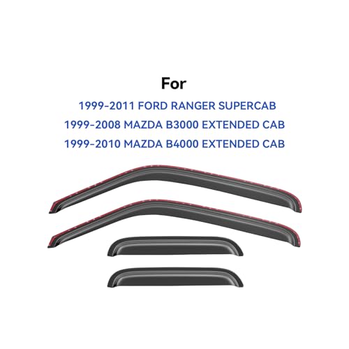 in Channel Window Visors Rain Guards for 1999 (1999-2011 Ford Ranger SuperCab)
