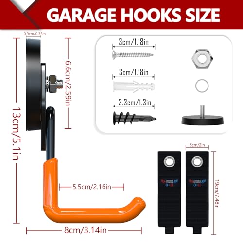 Heavy Duty Magnetic Hooks (2.6"x4-SU / Orange)