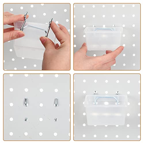 20 Pcs Pegboard Bins and Cups Accessories with Hooks (Clear)