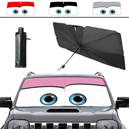 Windshield Sun Shade 2025 Car Accessories 100% Blackout Car Front Windsow Shades Umbrella Automotive Sun Visor Block Heat Insulation Protection (Pink)