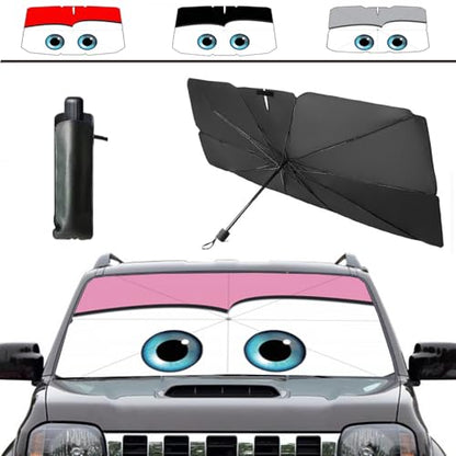 Windshield Sun Shade 2025 Car Accessories 100% Blackout Car Front Windsow Shades Umbrella Automotive Sun Visor Block Heat Insulation Protection (Pink)