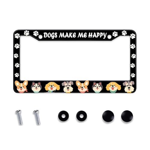 Dogs License Plate Frame (Dogs and paws)