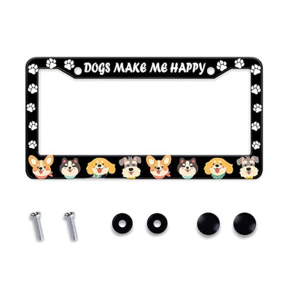 Dogs License Plate Frame (Dogs and paws)