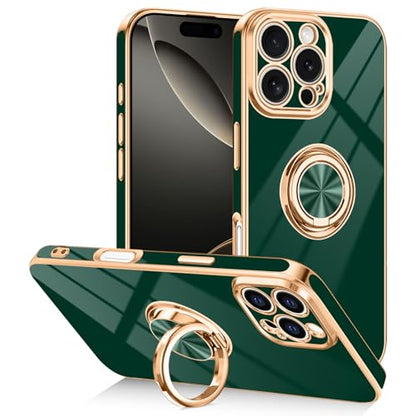 Designed for iPhone 16 Pro Case with Ring Stand Slim Green (Green / 6.3'' iPhone 16 Pro)