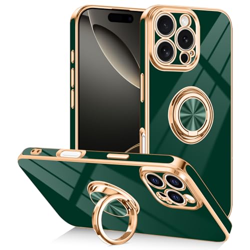 Designed for iPhone 16 Pro Max Case with Ring Stand Slim Green (Green / 6.9'' iPhone 16 Pro Max)