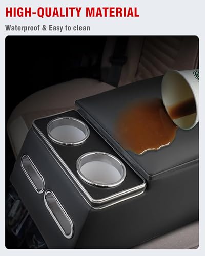 Center Console Organizer with Cup Holder& Phone Holder for Car & Van & Truck Back Bench Seat Armrest Business Middle Storage Box (Black)
