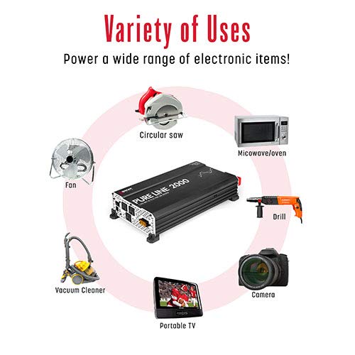 EL3808 Pure Line Power Inverter 2000 Watt DC 12V to 110V AC Car Pure Sine Wave Power Inverter for Home RV Camping Van Life Off Grid ETL Certified (2000W)