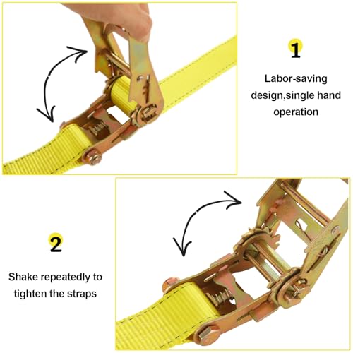 4 Pack 2 Inch Ratchet Straps Heavy Duty 20ft Tie Down Straps Ratchet with Double J Hook (20ft)